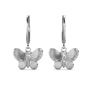Boucles <span class=keywords><strong>d</strong></span>'oreilles pendantes à clip papillon Daisini ornées de cristaux <span class=keywords><strong>Swarovski</strong></span> Bijoux en argent 925 Boucles <span class=keywords><strong>d</strong></span>'oreilles plaquées or 18 carats - Product Image 5