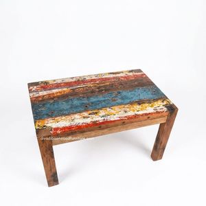 Durable Wood <b>Rustic</b> <b>Coffee</b> <b>Table</b> Knockdown Handcrafted Minimalist Vintage Industrial Living Room Furniture Reclaimed Boat Wood - Product Image 2