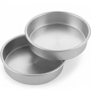 <b>Baking</b> pan silver aluminum round layer cake pans <b>set</b> of two matching deep <b>baking</b> tins for tiers <b>baking</b> pan - Product Image 1