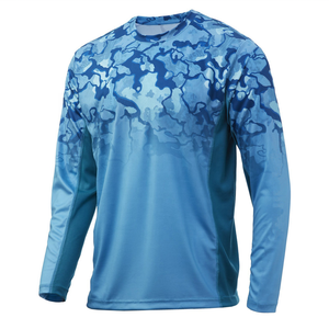 Camisa de Pesca de Manga Larga para Hombre, Estampado de Camuflaje Azul, Protección UPF 50 Anti-UV, Top de Poliéster - Product Image 2