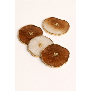 Ensemble de sous-verres en résine époxy agate faits à la main avec bord doré, style nordique personnalisé, sous-verres géode, vente en gros pour la maison et l'hôtellerie - Product Image 1