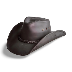 Sombrero de Vaquero de Cuero Genuino Vintage Personalizado, Sombrero de Cuero Real Hecho a Mano de Primera Calidad, Estilo Outback Cattleman Bush - Product Image 1
