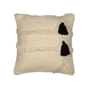 Best Price Bohemian Striped Square <b>Throw</b> Pillow With <b>Black</b> Tassels Woven Linen Cotton Removable Washable Envelope Closure - Product Image 1