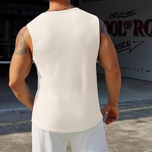 Débardeurs décontractés pour hommes en maille gaufrée, sans manches, respirants, légers, pour l'été, pour la musculation et l'entraînement sportif - Product Image 5