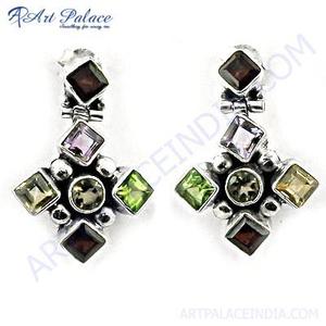 Art Palace Women's Luxury Geometric <b>Dangle</b> <b>Earrings</b> Natural Stone 925 Sterling Silver Jewelry Gift for Wedding & Anniversary - Product Image 2