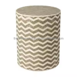 Mesa decorativa con incrustaciones de hueso hechas a mano, mesa redonda de diseño rayado con color personalizado de alta calidad de ARTISAN CRAFT - Product Image 1