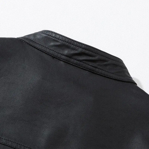Customized Men's 100% Genuine Leather Coated Stand Collar Vintage Style Hooded Motorbike <b>Jacket</b> with Zipper Closure - Product Image 5
