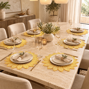 Sunflower Glass Beaded <b>Round</b> Placemat | Handmade Heat Resistant Eco-Friendly Dining <b>Table</b> <b>Mat</b> for Party and Entertaining Decor - Product Image 3