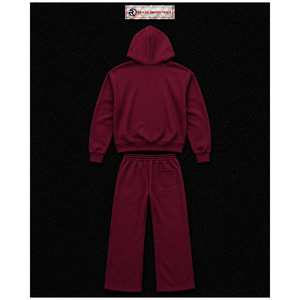 Conjunto de chándal para hombre color granate con sudadera con cremallera completa y pantalones deportivos de pierna recta, ropa deportiva informal, traje de jogging liso, venta al por mayor, ropa personalizada - Product Image 6