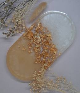 ถาดเสิร์ฟเรซิ่นอีพ็อกซี่พรีเมียมพร้อมลวดลายตกแต่งสีสันสดใส ถาดทำมือสำหรับอาหารเช้า กาแฟ ชา ขนม - Product Image 3
