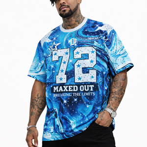 Camiseta de Fútbol Americano con Diseño de Mármol Azul Personalizada al por Mayor, Unisex, Ropa Urbana, Moda de Verano, Suministro al por Mayor OEM, EE. UU. - Product Image 2