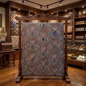 Tissu en coton écologique artisanal indonésien, batik Tulis dessiné à la main, motif traditionnel Bokor Beras Wutah Sogan, décoration intérieure - Product Image 6