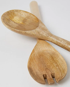Nuevo Juego de Utensilios para Ensalada Ecológicos de Madera de Acacia y Resina con Mango Blanco, Aptos para Lavavajillas, Microondas y Horno - Product Image 2