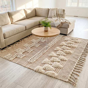 Alfombra de Algodón Estilo Marroquí con Patrón de Diamantes Azules para Interiores Contemporáneos - Product Image 6