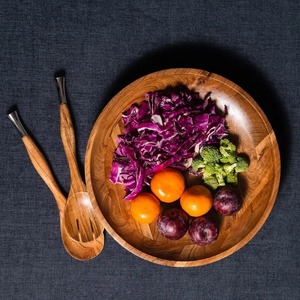Bol à salade en bois d'acacia fait main, design minimaliste, finition naturelle, non revêtu, écologique, résistant à la chaleur, durable pour la maison - Product Image 4