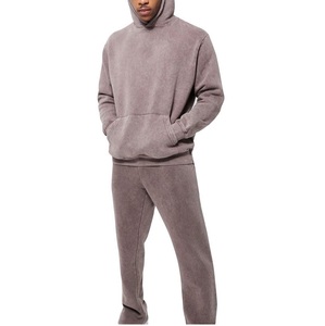 Wholesale OEM Service Rhinestone Sun Faded <b>Zip</b> Up Hoodie & Sweat <b>Trouser</b> Pant Acid Washed Baggy Track Suit Sweat suit Breathable - Product Image 4