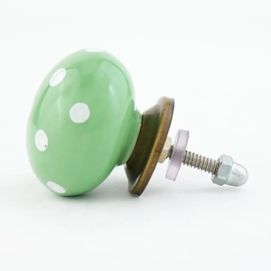 Wholesale Handmade Green White Dotted Ceramic Handmade Dresser Pulls <b>Cupboard</b> Handles and Knobs DCK-79 - Product Image 4