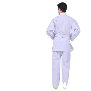 Uniforme de Karate Blanco y Azul de Alta Calidad para Adultos, Poliéster/Algodón, Transpirable, de Secado Rápido, Corte Ajustado, Aprobado para Entrenamiento - Product Image 3