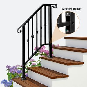 Rampe d'escalier en fer noir mat à 2 marches pour extérieur - Pièces d'escalier - Product Image 2