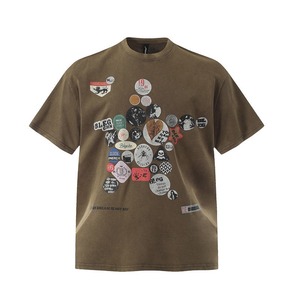 เสื้อยืดแขนสั้นผู้ชายทรงปกติ ผ้าฝ้าย 100% หนัก 260GSM ซักย้อมสีแบบวินเทจ พิมพ์โลโก้ เนื้อผ้านุ่ม สวมใส่สบาย สีพื้น - Product Image 4