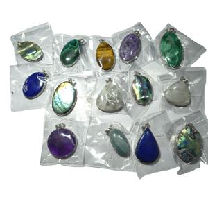 Bijoux de mode classiques 2026, cristaux et pierres précieuses assortis, formes variées, sertissage clos, breloques en quartz rutile, argent, unisexe - Product Image 3