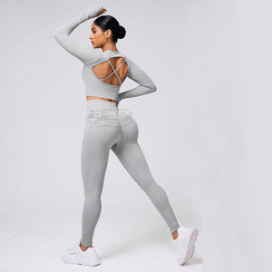 Conjuntos Deportivos para Mujer de 2 Piezas, Leggings sin Costuras de Cintura Alta, Top Deportivo sin Mangas, Transpirable, Ligero, Color Sólido - Product Image 4