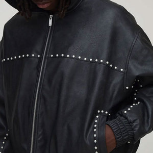 Heavyweight Premium Quality Customized Packing <b>Men's</b> Leather <b>Jacket</b> Street Wear Best Selling Unique Style Biker Leather <b>Jacket</b> - Product Image 5