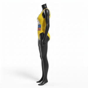 Maillot de bain femme en polyester et élasthanne GSM de qualité supérieure, jaune vif, extensible et doux, avec logo brodé personnalisé - Product Image 3