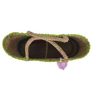 Bolso Tote Casual Rectangular Tejido a Mano de Pasto Marino, Diseño de Rayas Horizontales Coloridas, Borla, Ecológico, Vintage, Gran Oferta - Product Image 5