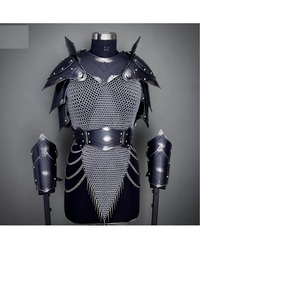 Armadura Medieval de Acero, Cuiraz con Malla de Eslabones Redondos, Acabado Plateado, Grabado en Relieve, para Cosplay y Coleccionismo - Product Image 2