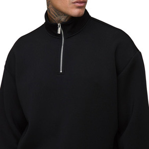 Conjunto Deportivo de Dos Piezas para Hombre, Negro, con Cierre de Cremallera a la Mitad, Talla Grande, Felpa Gruesa, Diseño Minimalista, Personalizable, Fabricación OEM - Product Image 3