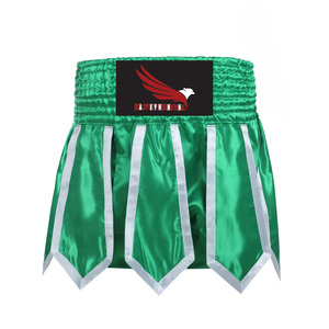 <b>Men's</b> <b>Green</b> Satin Muay Thai <b>Shorts</b> With White Side Stripes Sporty Design Professional Boxing Trunks And MMA Fighting <b>Shorts</b> - Product Image 1