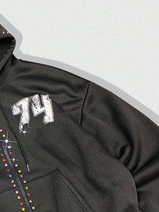 Sudaderas con capucha de lujo Y2K con cremallera y pedrería de cristal para hombre, ropa urbana con diamantes de colores, algodón grueso, logotipo personalizado - Product Image 4