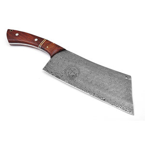 Nouvelle édition - Couteau de boucher en acier Damas forgé à la main, manche en bois, lame ambidextre de 7 pouces, surface goutte de pluie, couteau rasoir - Product Image 5