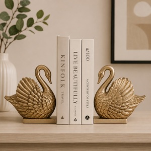 Modern Luxury Decorative Metal Bookends for Bookshelf Home Office Library Living Room Shelf Organization Interior Decoration - Product Image 1