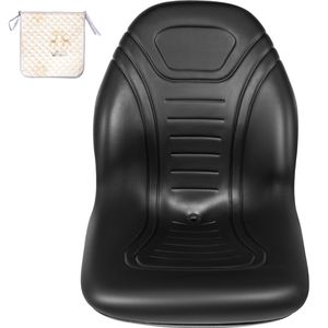 Sedile di ricambio universale per trattorini rasaerba, skid steer e carrelli elevatori, in vinile nero, con schienale alto e foro di drenaggio centrale - Product Image 1