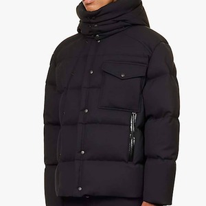 Veste d'hiver matelassée à capuche pour homme, couleur unie, coupe-vent, décontractée, manches classiques, rembourrage en polyester, fermeture éclair, col montant - Product Image 3