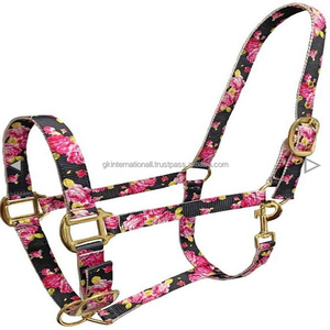 Licou de cheval en nylon avec imprimé licorne, design personnalisé de luxe, robuste, sangle en nylon de 1 pouce, accessoires en laiton et pression à la gorge - Product Image 2