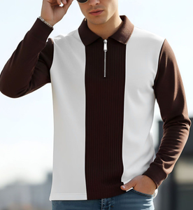 Camisa Polo de Manga Larga para Hombre, con Bloques de Color, Logotipo de Marca Personalizado, 50% Algodón/50% Poliéster, 220 GSM, Venta al Por Mayor Directa de Fábrica - Product Image 5