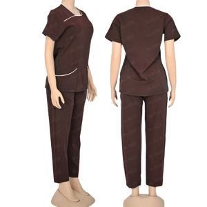 Tenues d'uniformes médicaux sur mesure pour femmes, col montant, manches courtes et design ajusté, en tissu jersey, pour usage hospitalier - Product Image 5