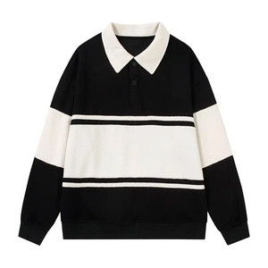 เสื้อโปโลถักผู้ชาย แขนยาว ทรงปกติ ลายทาง สีตัดต่อ สไตล์ลำลอง - Product Image 5