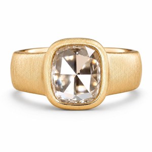Fine DEF Color VSVVS Clarity IGI Certified <b>Cushion</b> Rose Cut Lab Diamond 10K 14K 18K Solid Gold Bezel Engagement <b>Ring</b> Signet <b>Ring</b> - Product Image 1