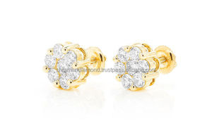Bulk Wholesale Multi Size Cluster Halo Moissanite Diamond Flower Stud <b>Earrings</b> 14K <b>Solid</b> Gold Luxury Fine Jewelry for Men Women - Product Image 6