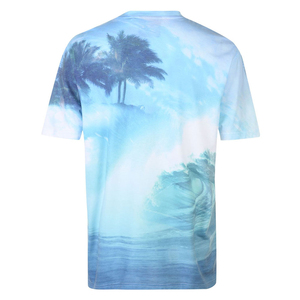 T-shirt personnalisé pour homme à sublimation, motif vague océanique, style plage tropicale, décontracté d'été, tricoté, 220 grammes, coupe oversize - Product Image 3