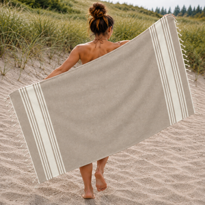 Nouvelle collection de serviettes Fouta à rayures, séchage rapide, serviettes de plage Hammam avec logo personnalisé pour la vente en gros en Inde - Product Image 3