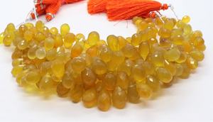 Cuentas de Calcio Amarillo Natural Facetadas en Forma de Lágrima, Tamaño 6x9-9x12MM, Cuentas de Gema Amarilla en Forma de Gota para Fabricación de Joyería, Suministros a Granel de 7 Pulgadas - Product Image 6