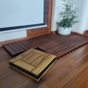 Azulejos de cubierta para exteriores entrelazados de 300x300mm de alta calidad, estilo tradicional, madera de Acacia, antideslizante, balcón, cubierta lisa - Product Image 6