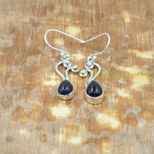 Boucles d'oreilles pendantes en argent sterling 925 avec pierres d'améthyste violette naturelle, bijoux cadeau pour femme - Product Image 3