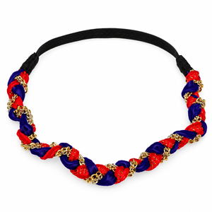 Collier brodé fait main avec perles dorées et strass en cristal, bande noire fine, bijou élégant et minimaliste - Product Image 4