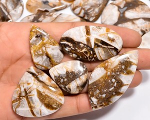 Cabujón de Jaspe Caballo Salvaje Natural, Piedra Preciosa Suelta Pulida Lisa, Piedra de Contraste Marrón y Blanca para Joyería, Patrón Único - Product Image 3